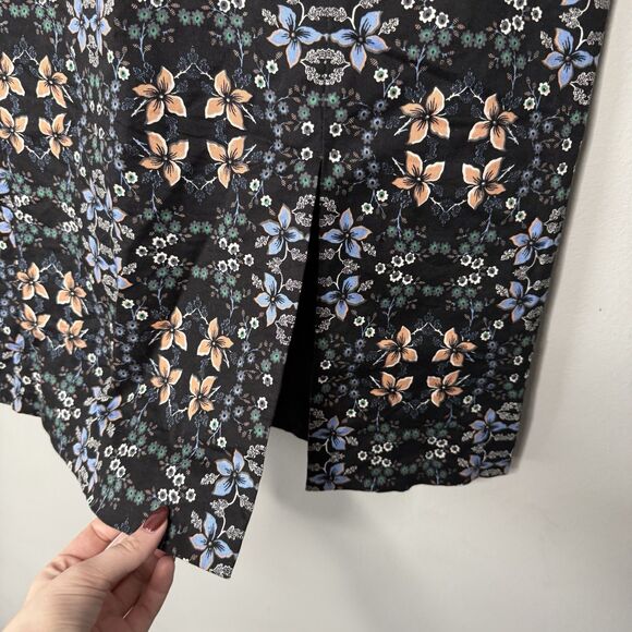 J. Crew Women’s Cotton Mirrored Floral Midi Lined Skirt Front Slit Size 10 - Picture 2 of 9